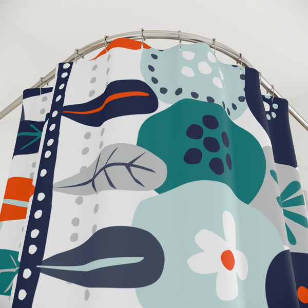 Scandinavian Modern Floral Nordic Hygge Shower Curtain - Colorful Botanical Design for Stylish Bathrooms