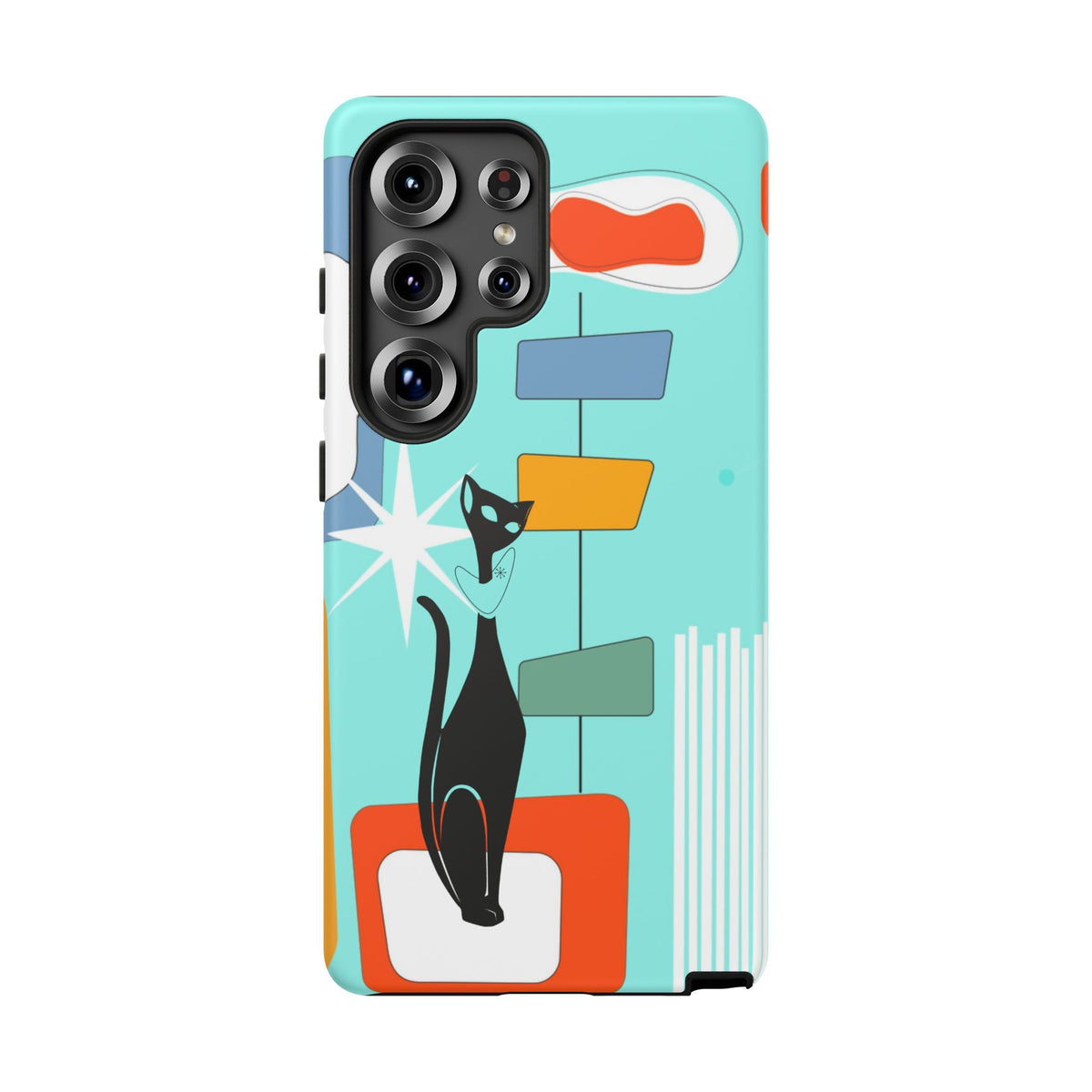 Atomic Cat, Mid Mod Aqua Blue, Geometric, Samsung, Google Pixel, Apple iPhone Tough Cases