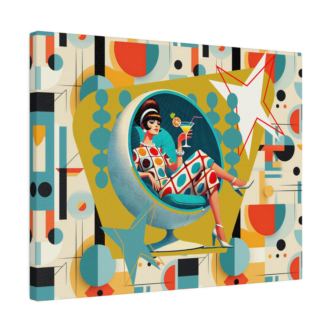 Mid Century Mod Gal, Modern Bauhaus Retro Wall Art - Mid Century Modern Gal