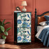 Chinoiserie Botanical Garden Birds, Blue, Green Asian Inspired Modern 4-Drawer Dresser - Mid Century Modern Gal