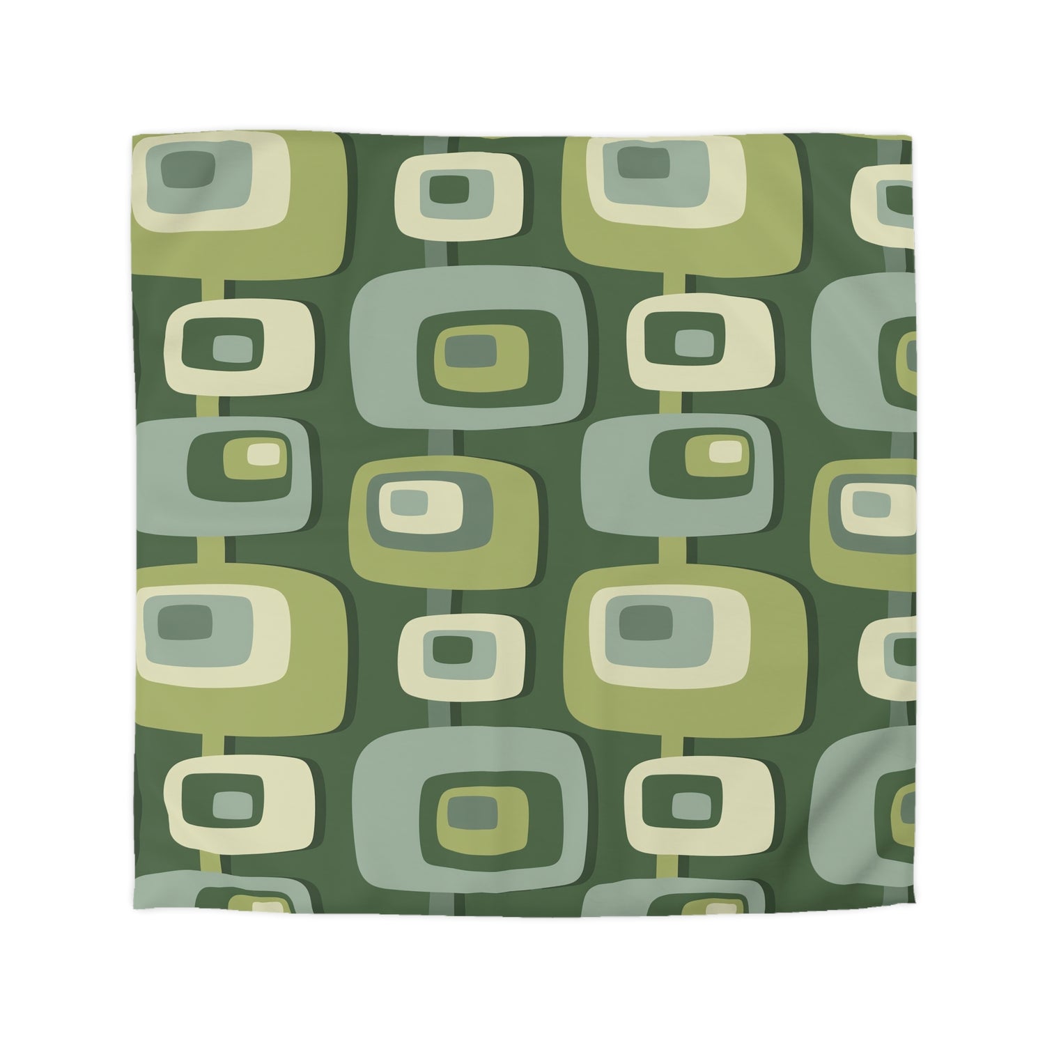 Mid Century Modern, Geometric, Groovy Green, Beige, Abstract, 60s 70s Retro, Mid Mod, MCM Duvet Cover - Mid Century Modern Gal