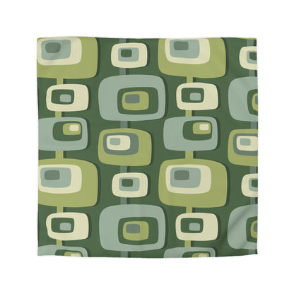 Mid Century Modern, Geometric, Groovy Green, Beige, Abstract, 60s 70s Retro, Mid Mod, MCM Duvet Cover - Mid Century Modern Gal