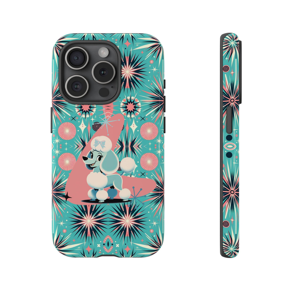 1950s Mid Century Modern Atomic Pink, Poodle Retro Smart Phone Tough Cases - Mid Century Modern Gal