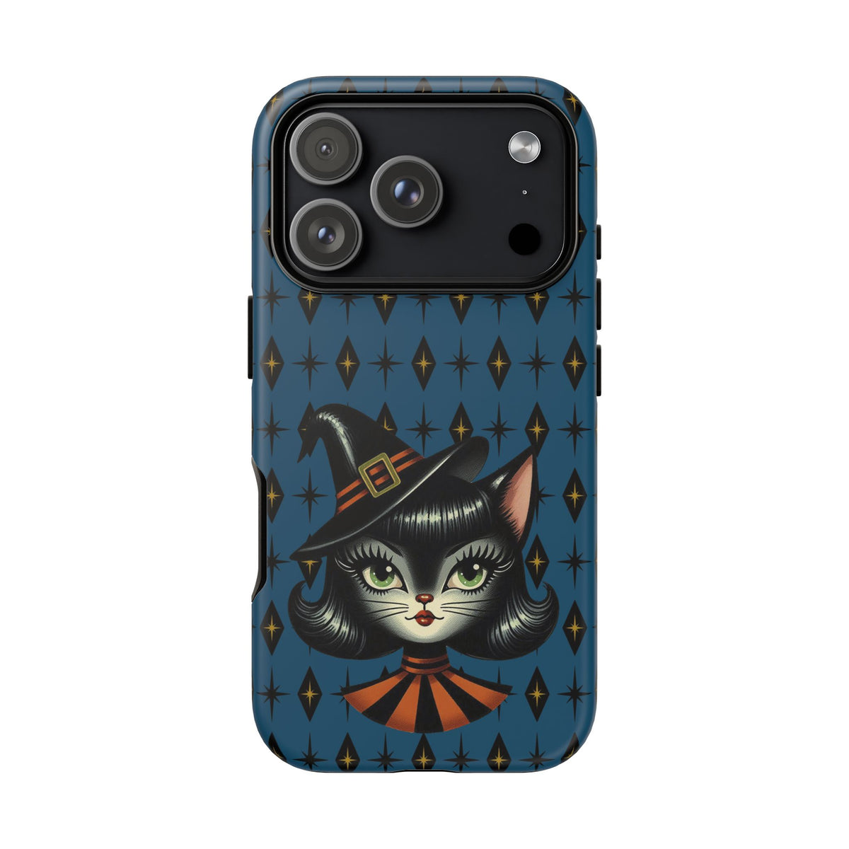 Vintage Halloween Black Cat Sexy Sexton Mid Century Modern Blue Tough Phone Case