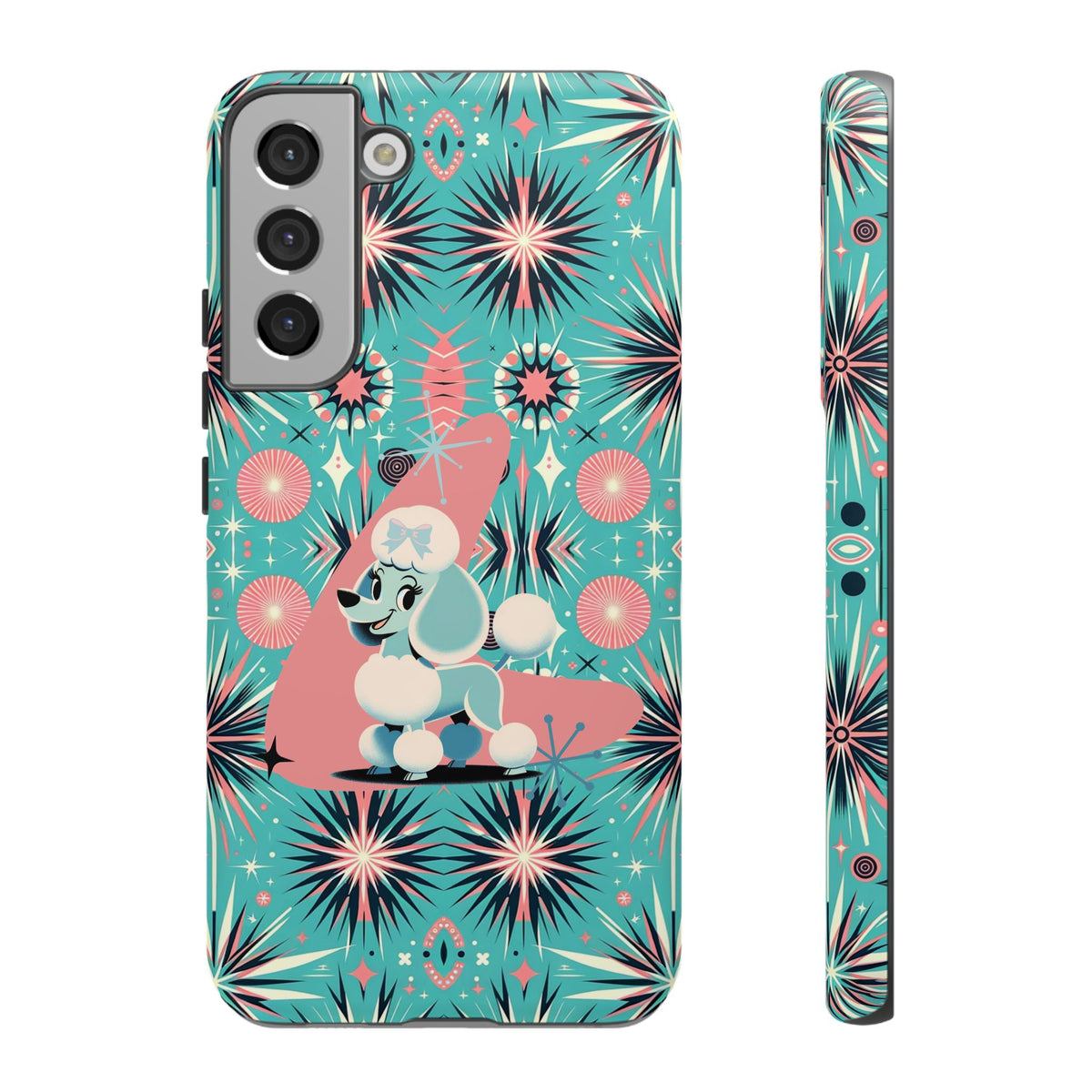 1950s Mid Century Modern Atomic Pink, Poodle Retro Smart Phone Tough Cases