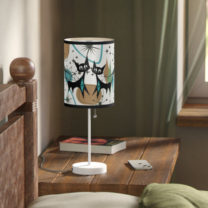 Mid Century Modern Table Lamp, Atomic Kitschy Cats, Starbursts Boomerang Themed Table Lamp - Mid Century Modern Gal