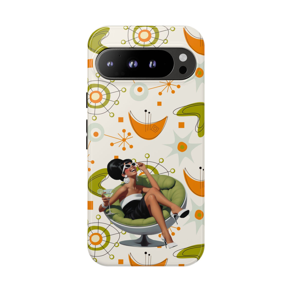 Mid Century Modern Atomic Starburst Mid Mod 60s Gal Retro Chic Tough Phone Case with Vintage Glamour Design