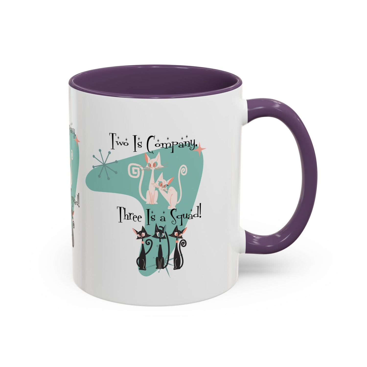 Atomic Cat Mug, Kitschy Cute Co-Worker, Best Mid Mod Charming Cat Coffee Mug - Mid Century Modern Gal