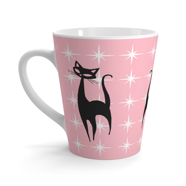 Pink Atomic Stabrust Kitschy Cat Chic Cat Latte Mug - Pink Starry Design for Cat Lovers