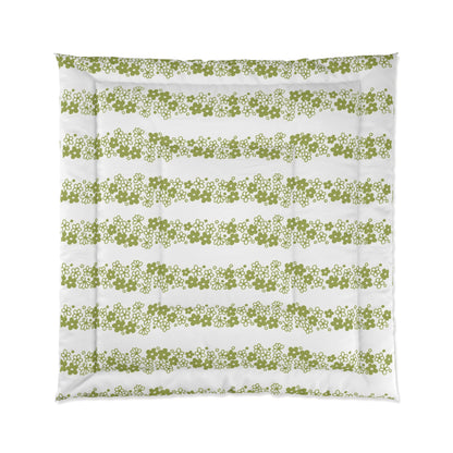 Pyrex Crazy Daisy Spring Blossom Retro Botanical Green Floral Comforter - Mid Century Modern Gal