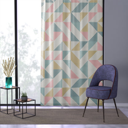 Mid Century Modern Sheer Curtain,Geometric Pattern Window Curtain - Modern Home Decor with Soft Colors - Mid Century Modern Gal