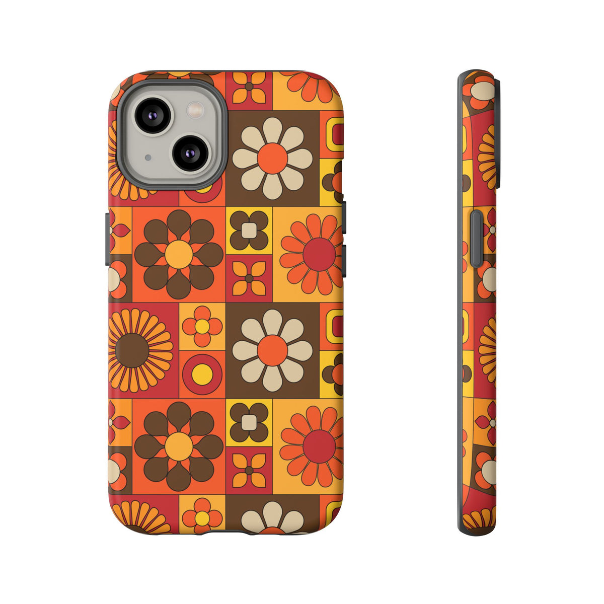 Retro 70s Mid Mod Floral Phone Case | Tough Cases for Flower Lovers - Mid Century Modern Gal