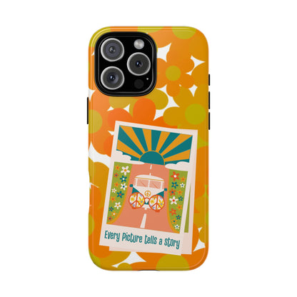 Retro Phone Case, Orange Flower Power, Polaroid Picture, Mod Smart Phone Tough Phone Cases