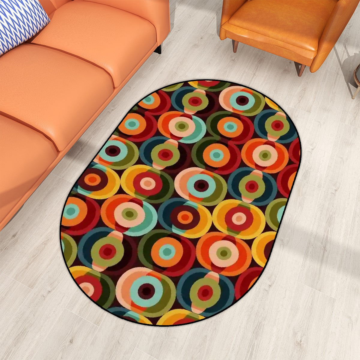 Mid Century Modern Space Orbs, Groovy 70s Oval Rug - Mid Century Modern Gal