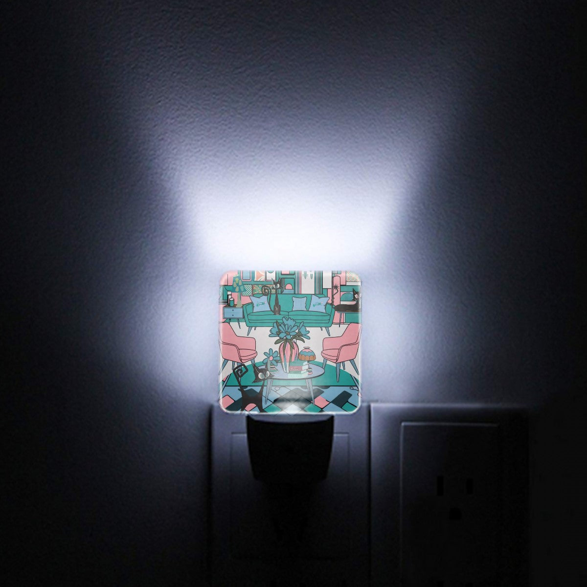 Atomic Cats Mid Century Modern Livingroom Decor, Kitsch Mod LED Night Light Set of 2 - Mid Century Modern Gal