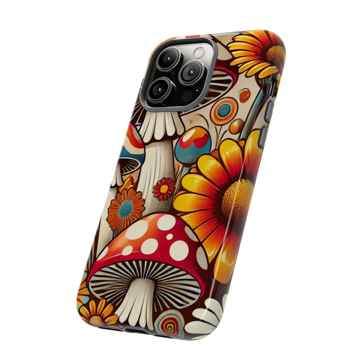 Colorful Mushroom Flower Phone Case - Boho Chic Design