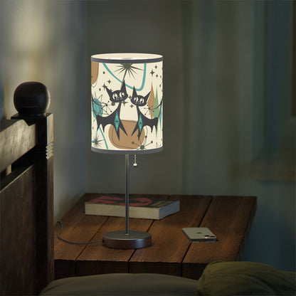 Mid Century Modern Table Lamp, Atomic Kitschy Cats, Starbursts Boomerang Themed Table Lamp - Mid Century Modern Gal