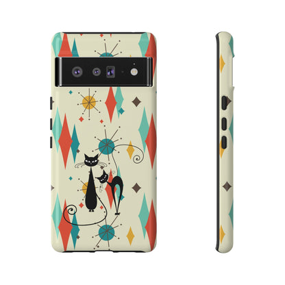 Atomic Kitty Cat, Mid Mod Franciscan Pattern, Kitsch Tough Phone Cases
