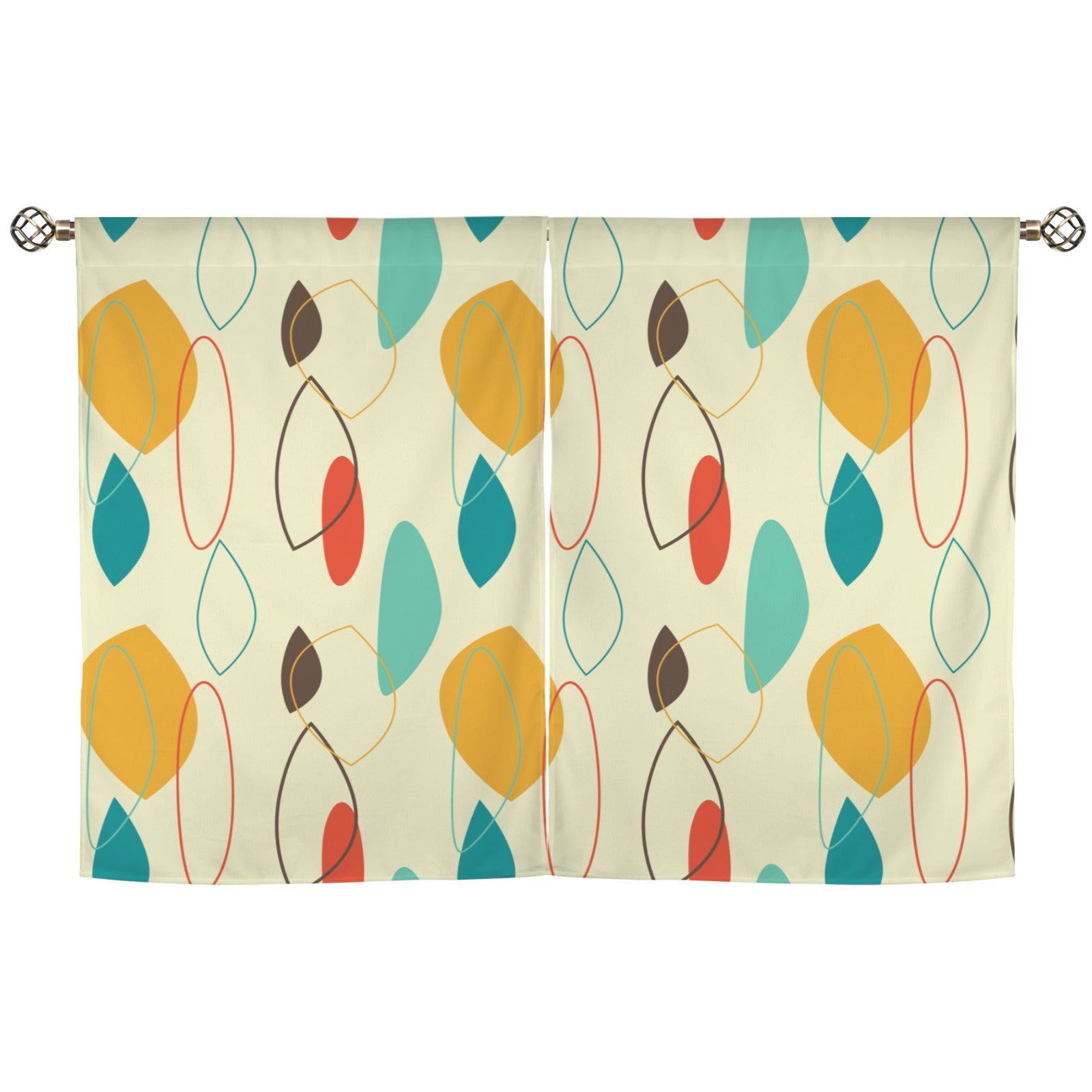 Mid Century Modern Geometric Abstract Retro Cafe Window Curtains - Mid Century Modern Gal
