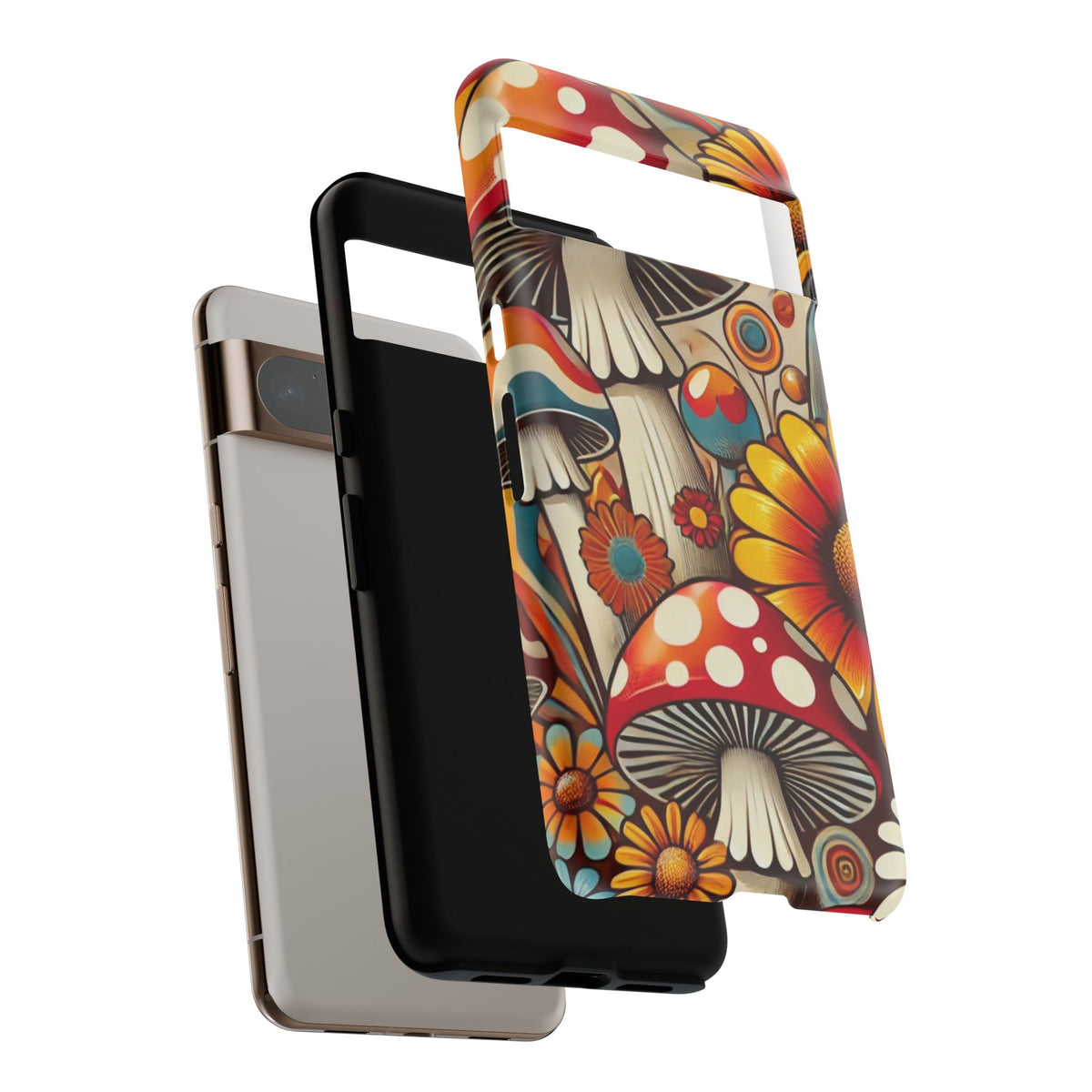 Colorful Mushroom Flower Phone Case - Boho Chic Design