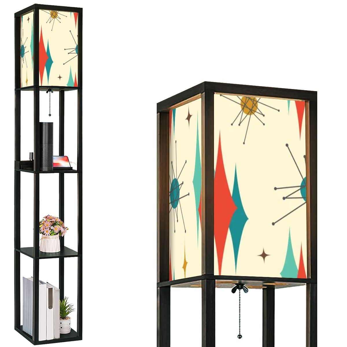 Mid Century Modern Franciscan Starburst, Floor Lamp with Shelves - Mid Century Modern Gal