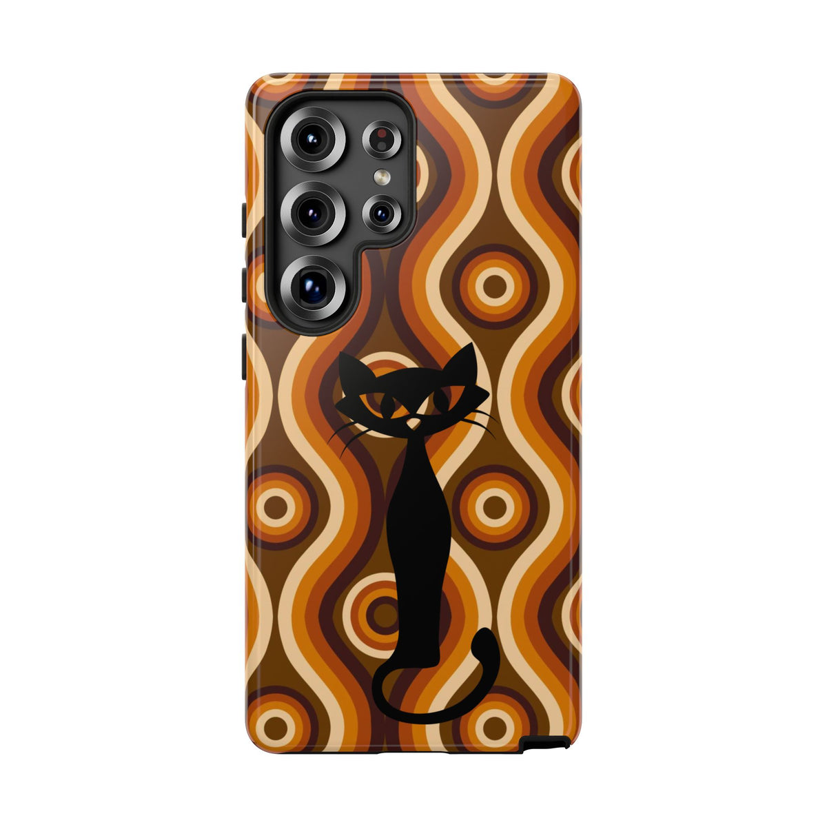 Retro Phone Case, Groovy Brown, Atomic Kitsch Cat Tough Smart Phone Cases