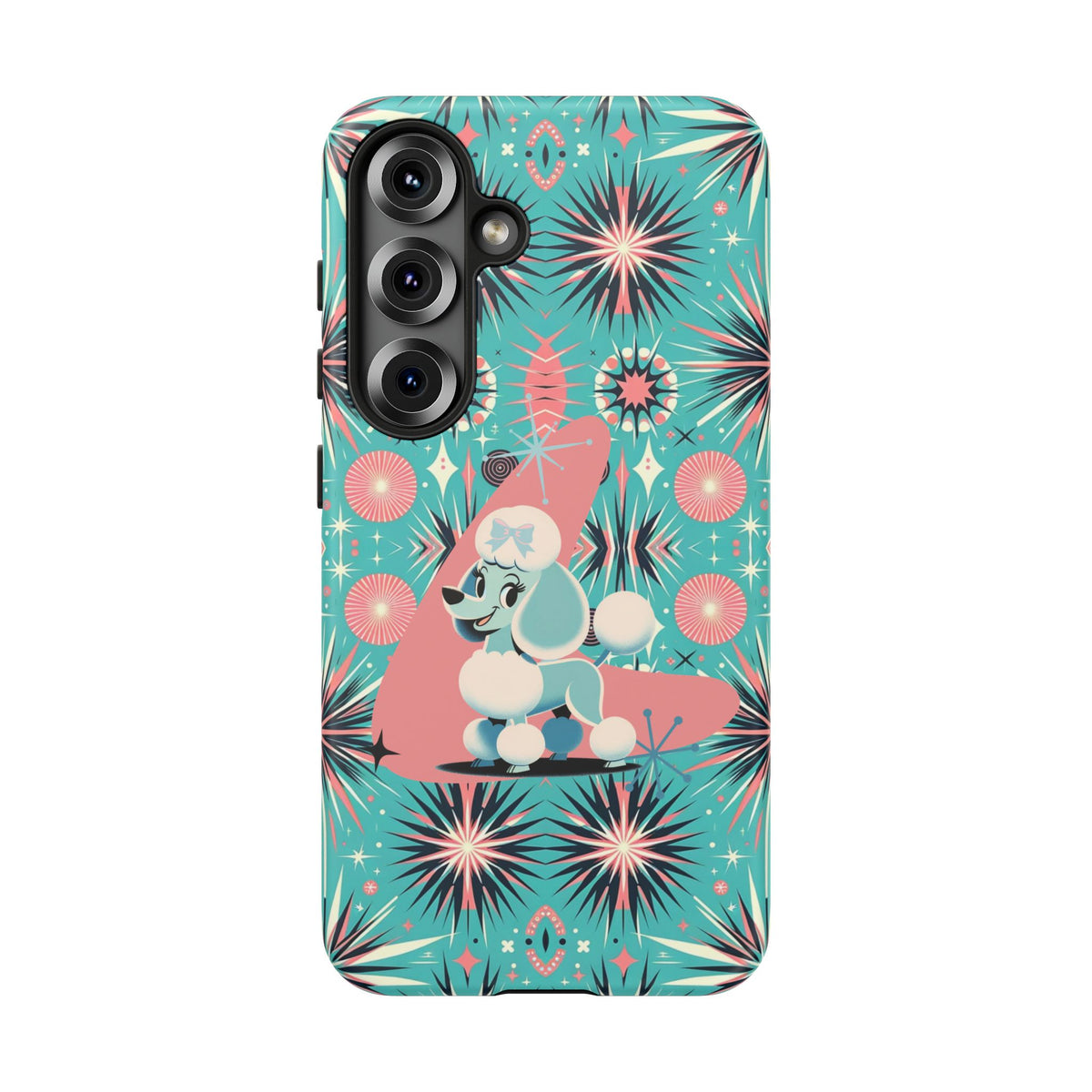 1950s Mid Century Modern Atomic Pink, Poodle Retro Smart Phone Tough Cases