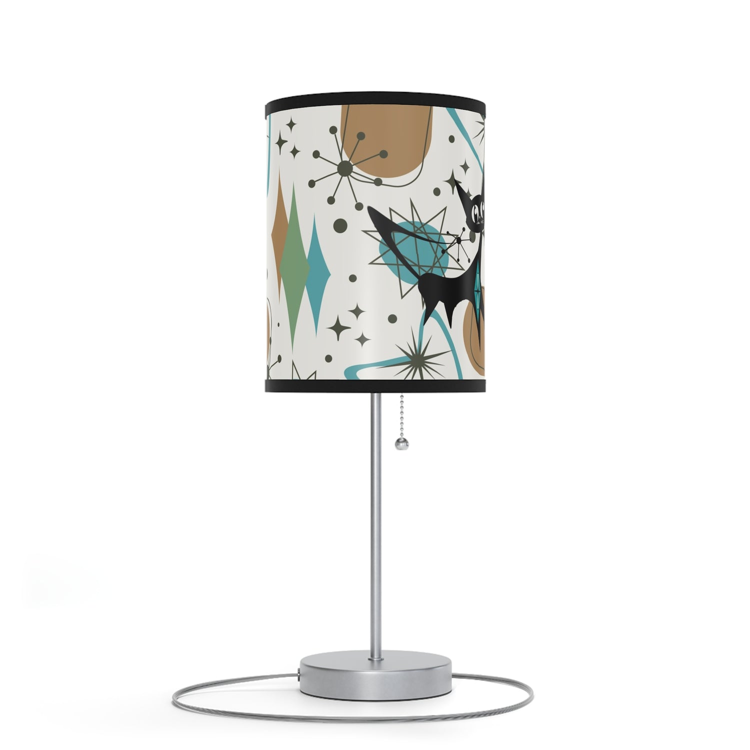 Mid Century Modern Table Lamp, Atomic Kitschy Cats, Starbursts Boomerang Themed Table Lamp - Mid Century Modern Gal