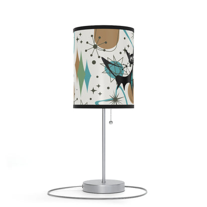 Mid Century Modern Table Lamp, Atomic Kitschy Cats, Starbursts Boomerang Themed Table Lamp - Mid Century Modern Gal