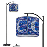 Halloween Stained Glass Style Night Sky Moon Stars Clouds  Arc Floor Lamp - Mid Century Modern Gal
