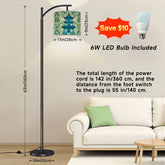 Chinoiserie Pagoda Lamp, Blue, Green Floral Designed Arc Floor Lamp - Mid Century Modern Gal