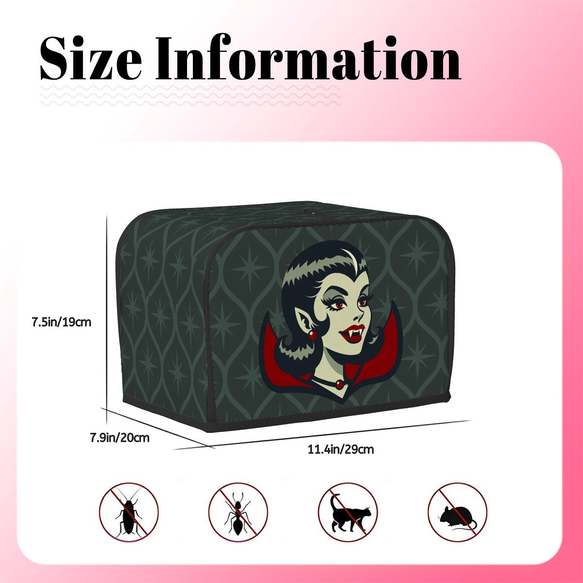 Vampire Dracula Girl Halloween Goth Horror Buff MCM Green 2 Slice Toaster Cover - Mid Century Modern Gal