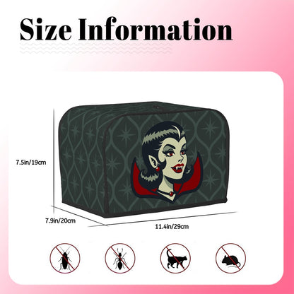 Vampire Dracula Girl Halloween Goth Horror Buff MCM Green 2 Slice Toaster Cover - Mid Century Modern Gal