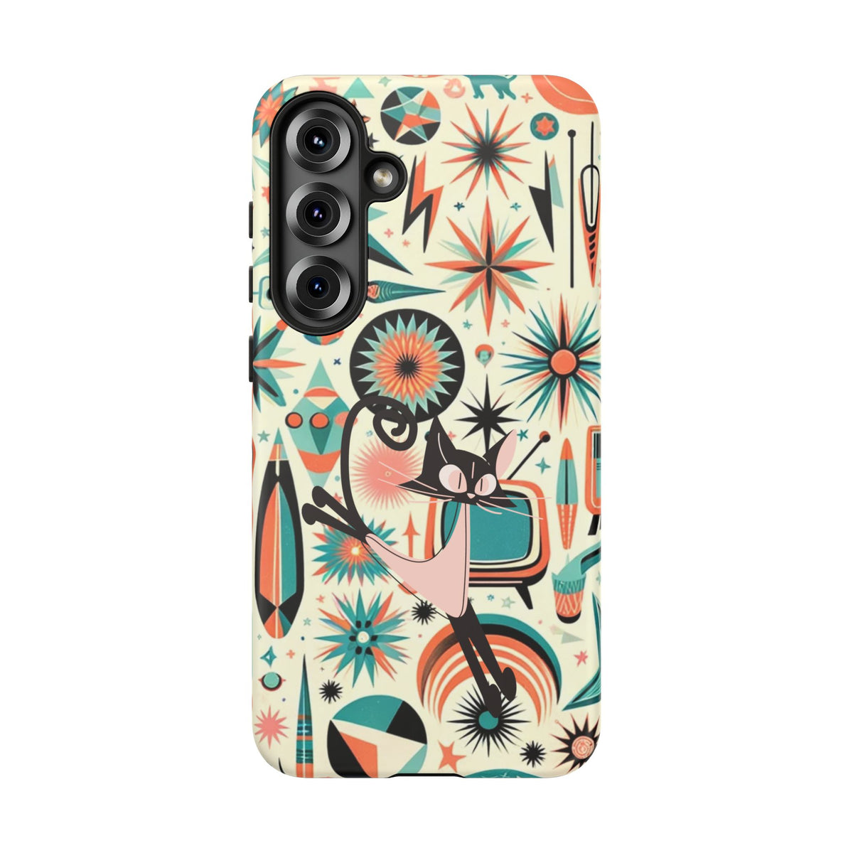 Atomic Kitty Boomerang Space Kitty Mid Century Modern Samsung, Smart Phone, Tough Cases