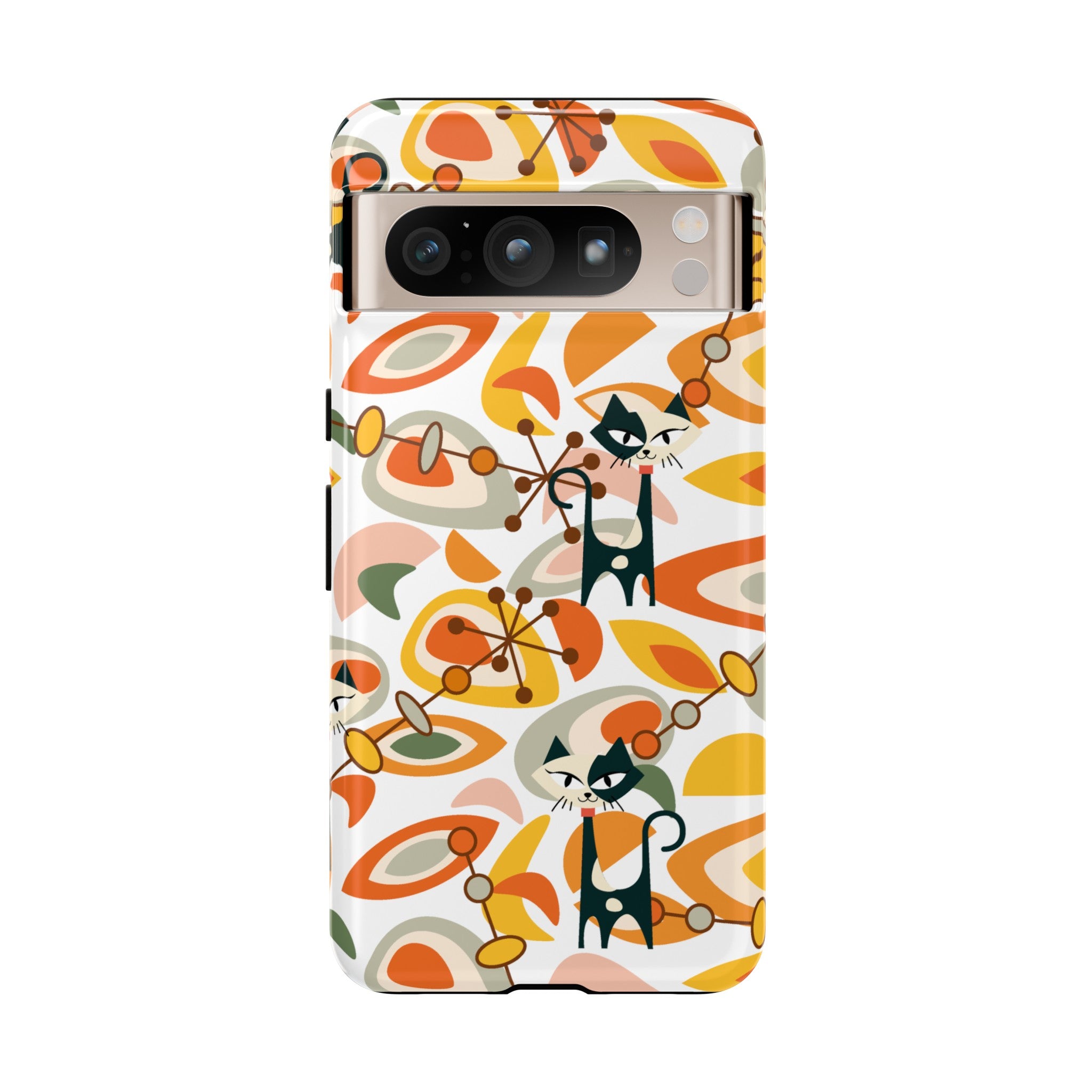 Atomic Cat Mid Mod Orange, Yellow, Groovy Cat Smart Phone Tough Cases