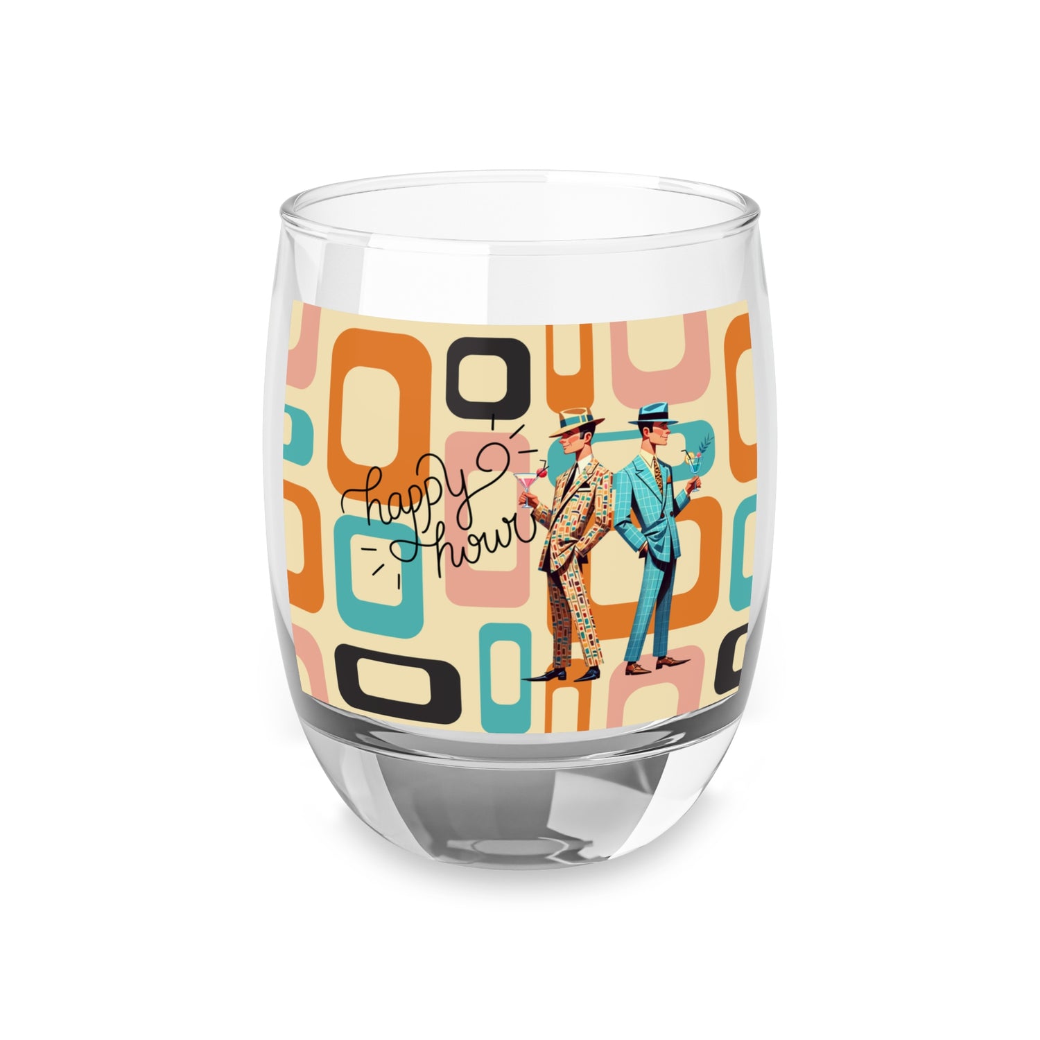 Mid Century Mod Men, Gay Pride Retro Barware Whiskey Glass