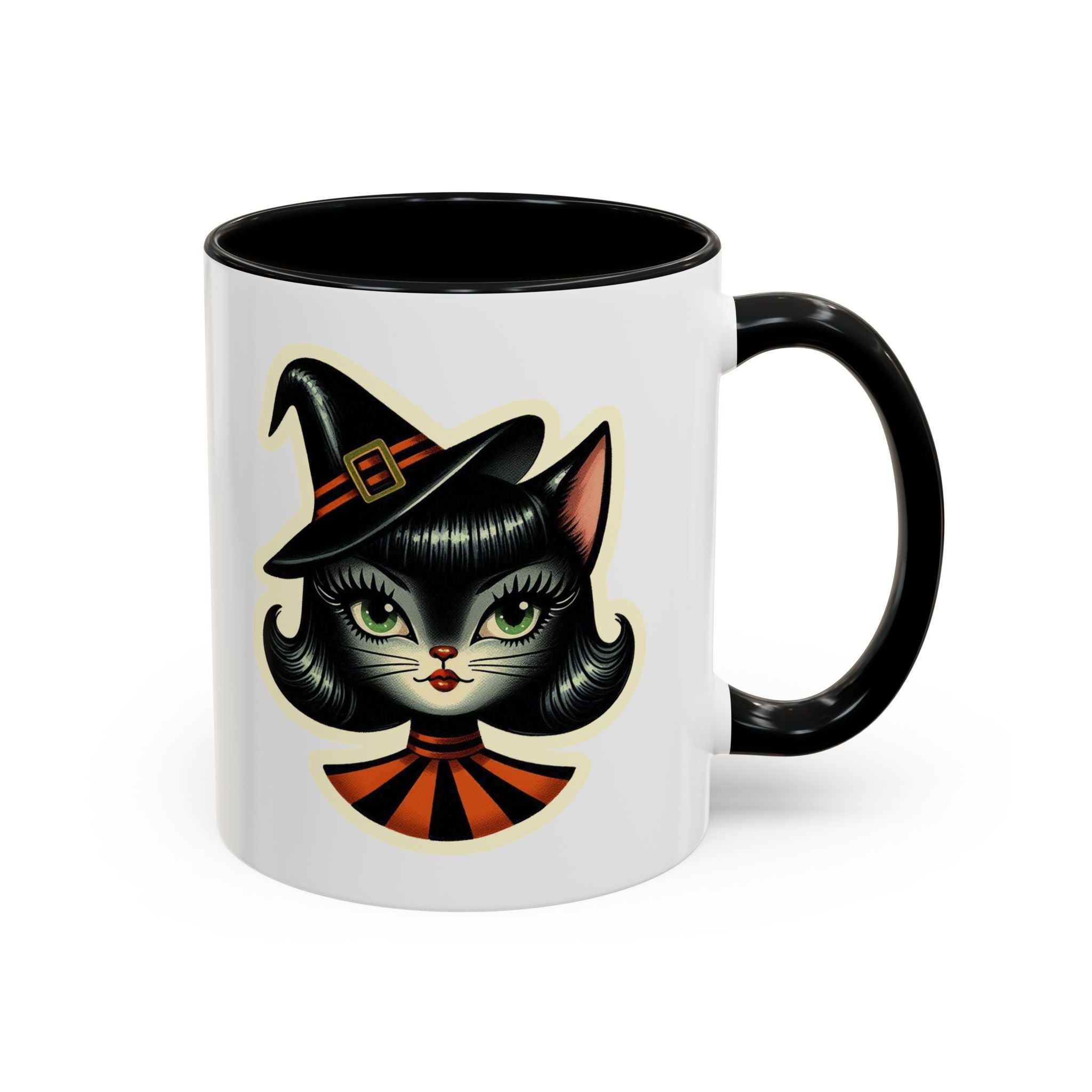 Vintage Halloween Black Cat Sexy Sexton Mid Century Modern Accent Coffee Mug - Mid Century Modern Gal