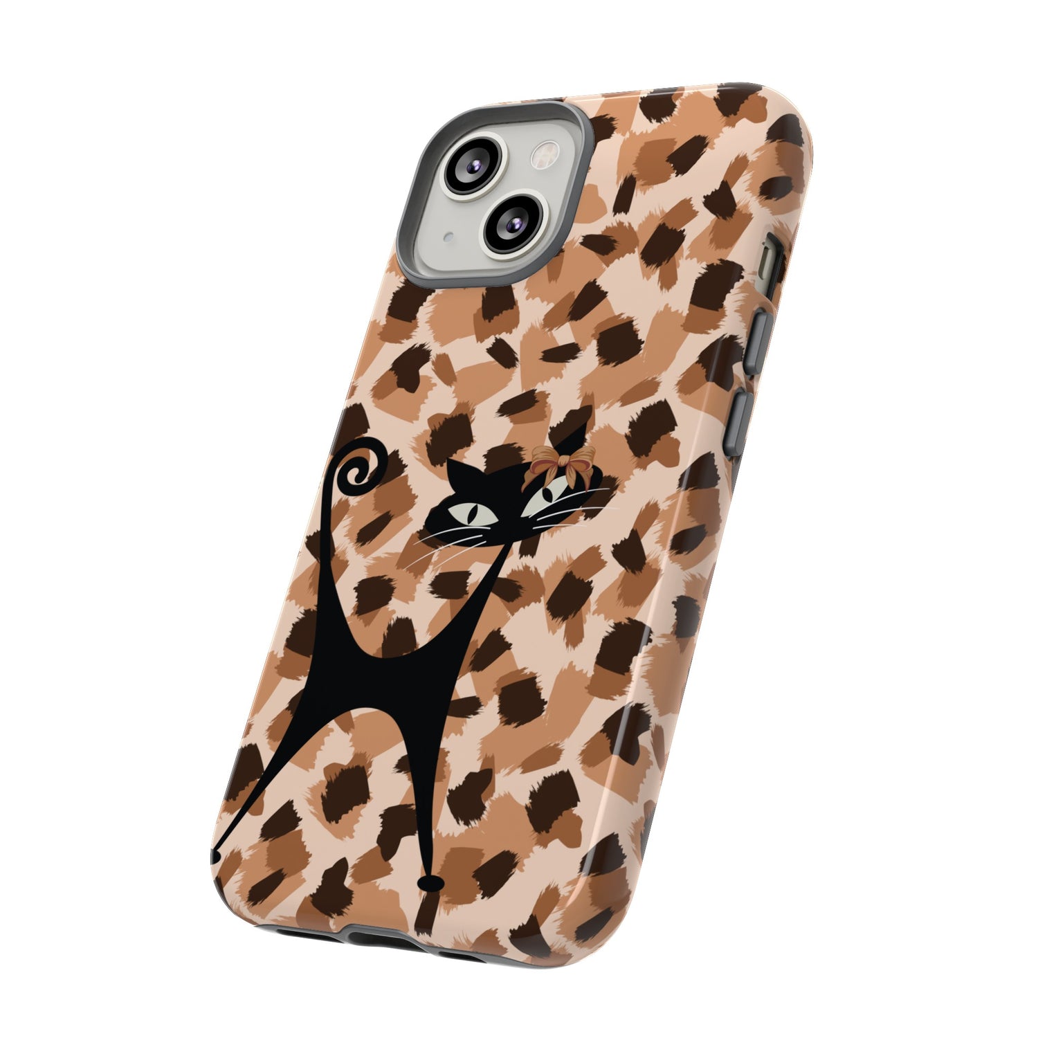 Mid Century Modern Atomic Cat, Animal Print Kitschy Trendy Smart Phone Tough Cases