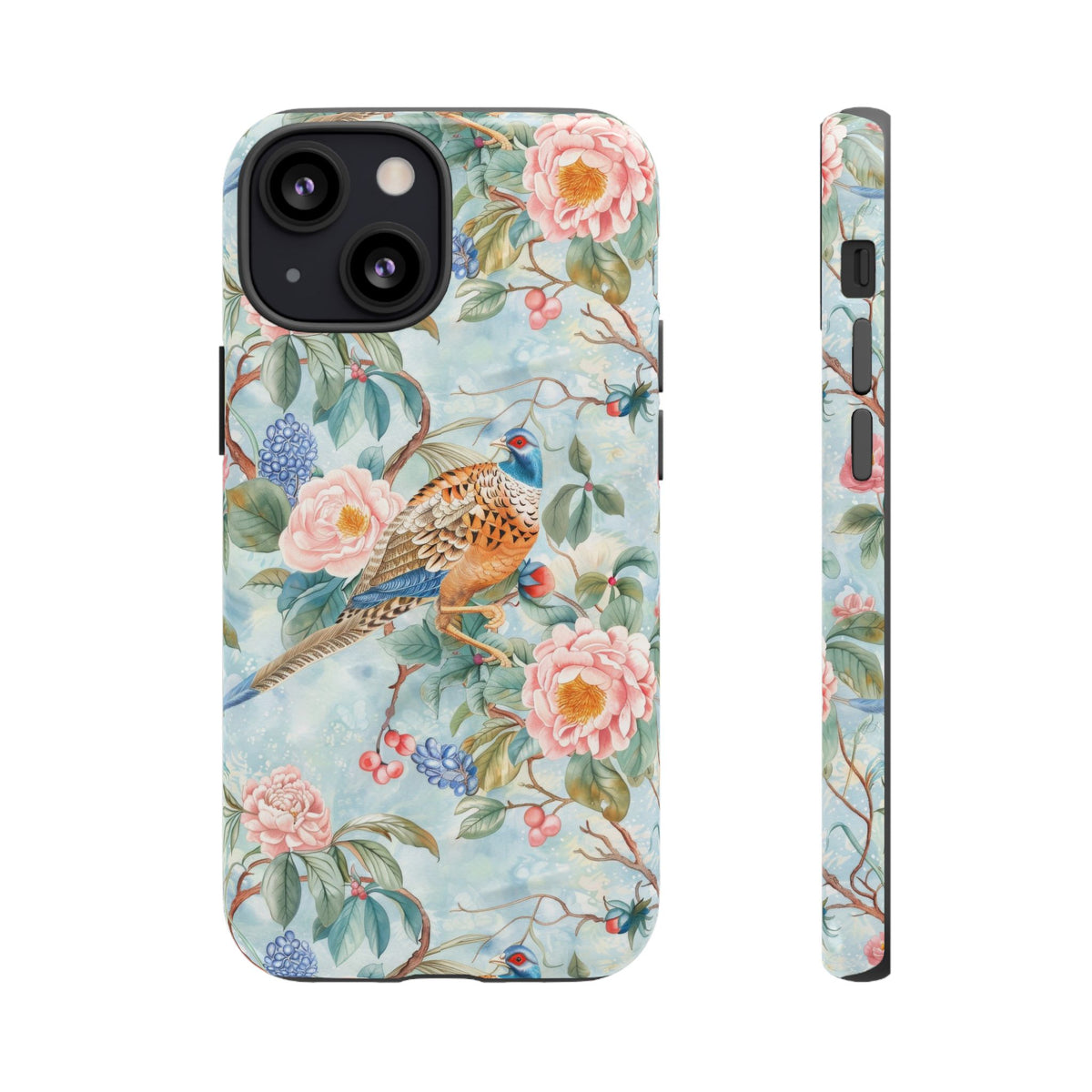 Chinoiserie Designed Floral Pheasant Phone Case with Bird Design