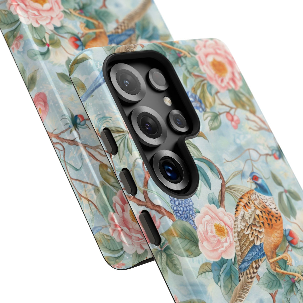 Chinoiserie Designed Floral Pheasant Phone Case with Bird Design