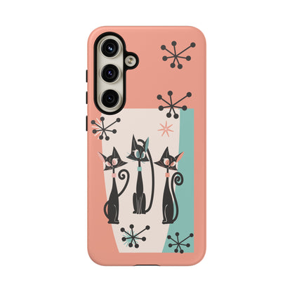 Atomic Cat Mid Mod Coral Aqua Blue Starburst Kitschy Fun Chic Samsung, Smart Phones Tough Cases