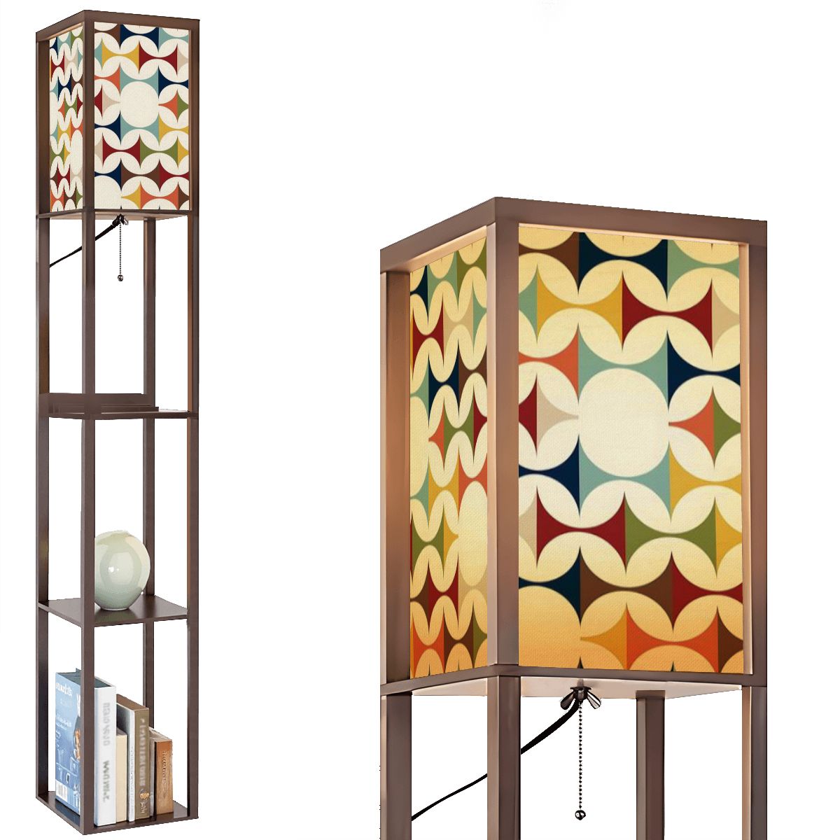 Mid Century Scandinavian Designed, Geometric Retro Mid Mod Floor Lighting With Shelves - Mid Century Modern Gal
