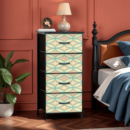 Mid Century Modern Starburst Diamond Pink, Mint Green 4-Drawer Dresser - Mid Century Modern Gal