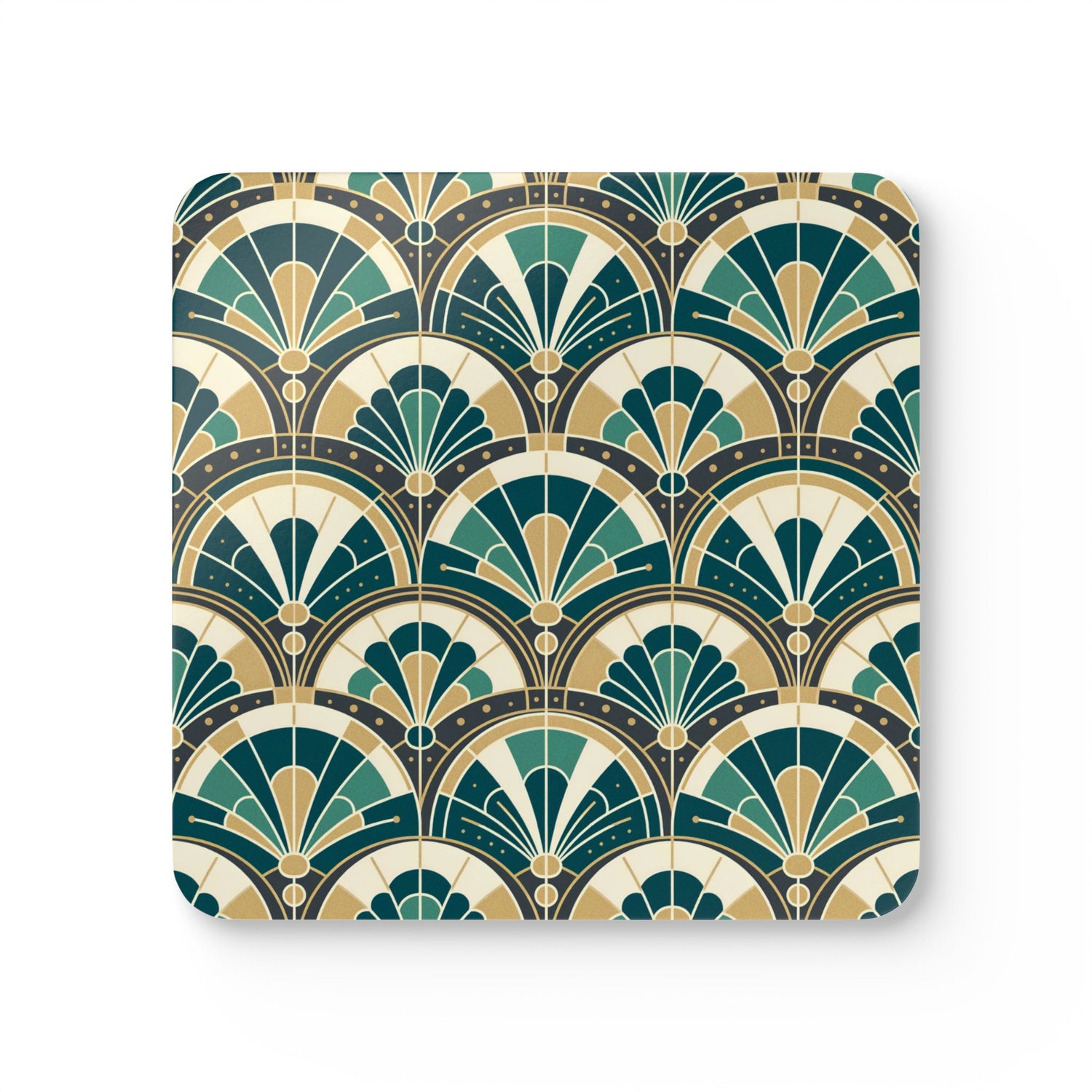 Art Deco Peacock Inspired Corkwood Coaster Set - Mid Century Modern Gal