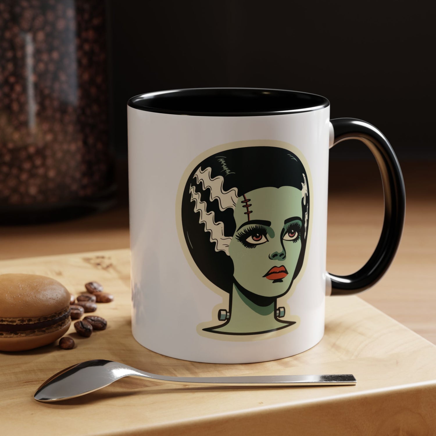 Bride of Frankenstein Retro Mid Mod Horror Buff Accent Coffee Mug - Mid Century Modern Gal