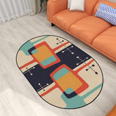 Mid Century Modern Geometric Mod Designed Oval Area Rug - Mid Century Modern Gal