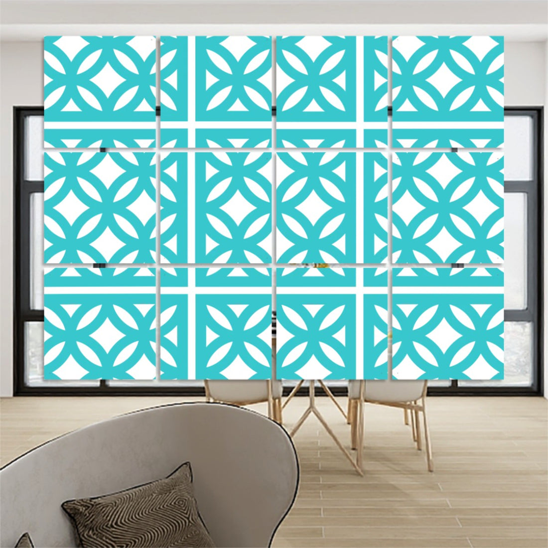 1950s Breeze Block, Aqua Blue Mid Century Modern Hanging Room Divider 12 pcs - Mid Century Modern Gal