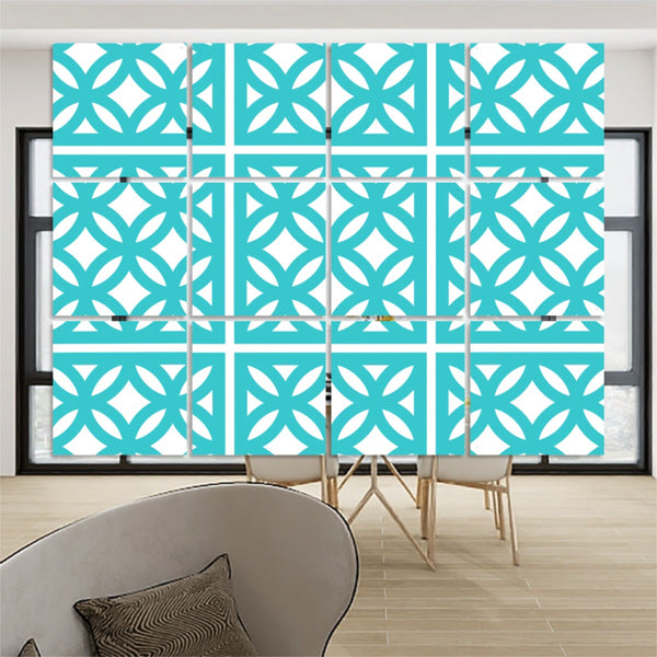 1950s Breeze Block, Aqua Blue Mid Century Modern Hanging Room Divider 12 pcs