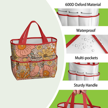 70s Floral Pink Orange Garden Tool Bag