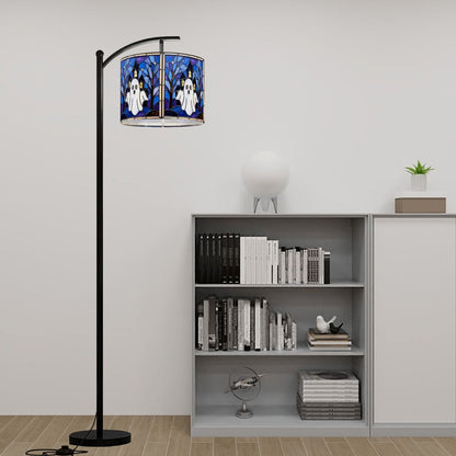 Halloween Stained Glass Style Ghost Haunted House Lamp SHADE ONLY - For Arc Floor Lamps Only